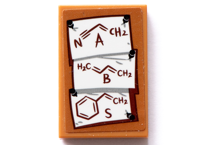 Lego Tile 2 x 3 with Bulletin Board / Pinboard with Chemical Formulas on White Pinned Paper Pattern (Sticker) - Set 70425