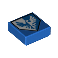 Lego Tile 1 x 1 with Shield with Blue and Silver Bird Print