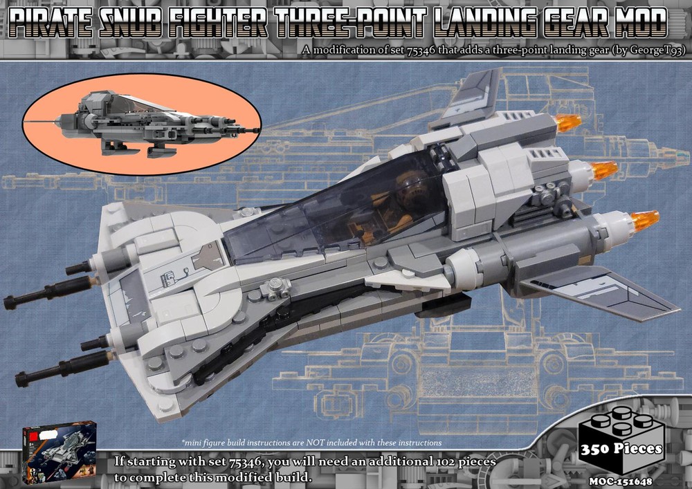 Lego Pirate Snub Fighter Three-Point Landing Gear Mod