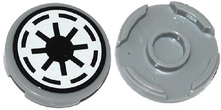 Lego Tile, Round 2 x 2 with Bottom Stud Holder with SW Galactic Republic Logo on White Background, Black Border, Thick Gaps Pattern (Sticker) - Sets 75021 / 75039 / Light Bluish Gray