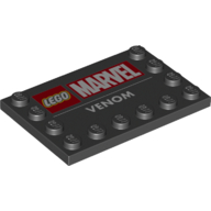 Lego Plate Special 4 x 6, Studs on 3 Edges with 'LEGO MARVEL VENOM' Print / Black