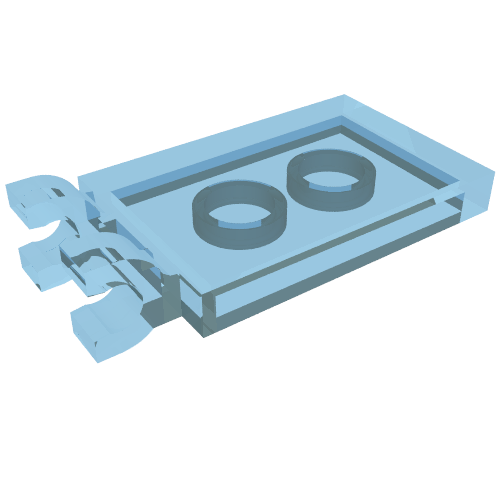 Lego Tile Special 2 x 3 with 2 Clips [Thick U Clips] / Trans-Light Blue