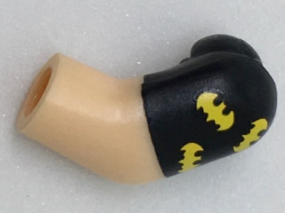 Lego Arm, Left with Black Short Sleeve and 3 Yellow Bats Pattern
