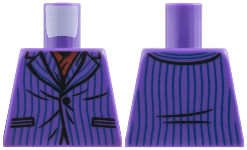 Lego Torso Suit, Dark Red Ascot, Dark Blue Pinstripes Pattern / Dark Purple
