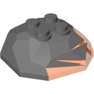 Lego Rock Boulder, Top with Marbled Trans-Neon Orange Pattern