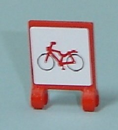 Lego Flag 2 x 2 Square with Flat Edge with Red Bicycle Pattern on both sides (Stickers) - Set 7641 / Red