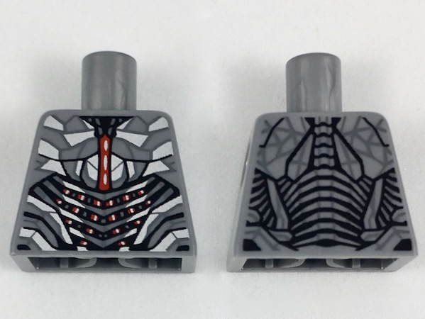 Lego Torso Robotic Armor with Silver and Red Trim Pattern / Flat Silver