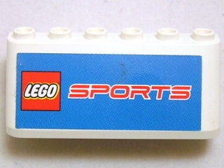 Lego Windscreen 2 x 6 x 2 with LEGO Sports Logo on Blue Background Pattern (Sticker) - Set 3420-4 / White
