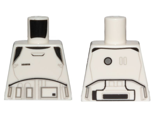 Lego Torso SW Armor Stormtrooper Ep. 8 with Black, Light Bluish Gray and Dark Bluish Gray Lines Pattern (Executioner) / White