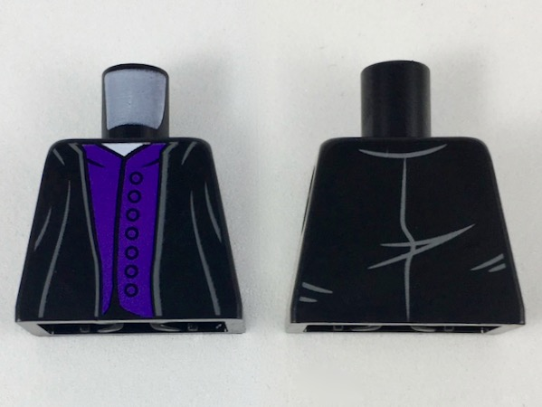 Lego Torso Robe over Dark Purple Vest with 7 Buttons Pattern / Black