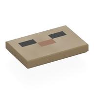 Lego Tile 2 x 3 with Pixelated Face, Black Eyes, Nougat Nose Print / Dark Tan