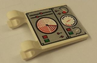 Lego Flag 2 x 2 Square with Flat Edge with Gauges, Switches, Sliders and Lights Pattern (Sticker) - Set 7944 / White