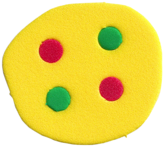Lego Foam Part for Set 3159 - Scala Pizza with 4 Holes with 2 Red and 2 Bright Green Dots