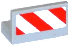 Lego Panel 1 x 2 x 1 with Red and White Danger Stripes Pattern Model Right Side (Sticker) - Set 60079 / Light Bluish Gray