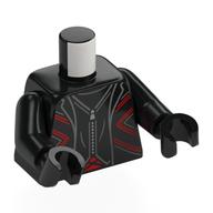 Lego Torso, Jacket, Silver Zipper, Metal Red/Silver Lines Print, Black Arms and Hands