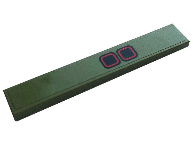 Lego Tile 1 x 6 with Two Squares with Red Outlines (Brake Lights) Pattern (Sticker) - Set 42110 / Olive Green