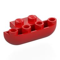 Lego Brick Round, Curved Inverted Triple 1 x 3 x 1 with 1 x 2 Extension / Red