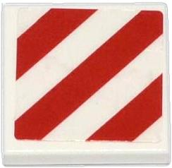 Lego Tile 2 x 2 with Red and White Danger Stripes Pattern (Sticker) - Set 79118 / White