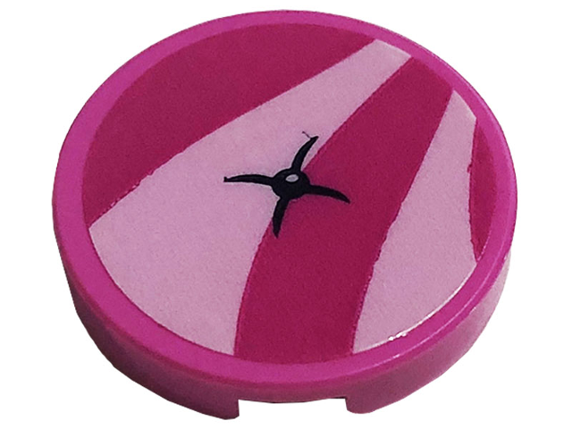 Lego Tile, Round 2 x 2 with Bottom Stud Holder with Dark Pink Cushion and Black Button Pattern (Sticker) - Set 41444