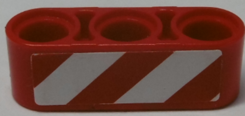 Lego Technic, Liftarm Thick 1 x 3 with Red and White Danger Stripes Pattern Model Left Side (Sticker) - Set 8071