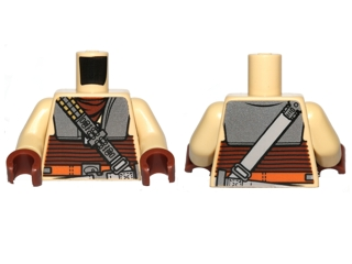 Lego Torso Armor Plates, Reddish Brown Waist Sash and Ammunition Belt Pattern (SW Boushh) / Tan Arms / Reddish Brown Hands