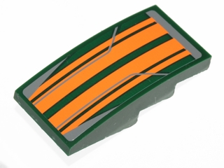 Lego Slope, Curved 4 x 2 with Orange Stripes Pattern (Sticker) - Set 75090