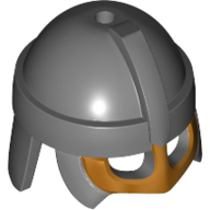 Lego Helmet, Viking with Gold Trim / Dark Bluish Gray