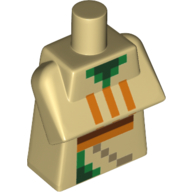 Lego Torso Special, Long with Folded Arms with Pixelated Orange and Green Squares Print / Tan