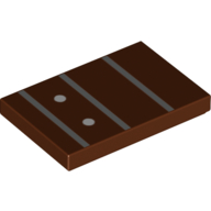 Lego Tile 2 x 3 with Guitar Finger Board, Frets, Position Markers Print / Reddish Brown