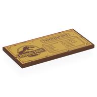 Lego Tile 4 x 8 with Jurassic Park Logo, 'TRICERATOPS', Stats on Gold Background Print