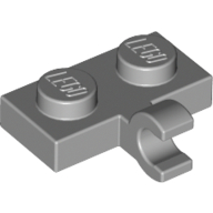 Lego Plate Special 1 x 2 with Clip Horizontal on Side / Light Bluish Gray