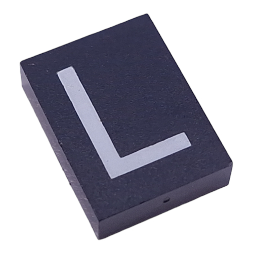 Lego Modulex Tile 3 x 4 with White 'L' Print, without Internal Supports