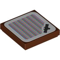 Lego Tile 2 x 2 with Seesaw and Barcode Print (Sticker) / Reddish Brown