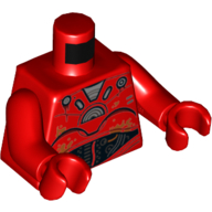 Lego Torso Droid with Silver Plates, Wires, and Rust Print, Red Arms and Hands