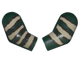 Lego Arm, (Matching Left and Right) Pair with Tan Stripes Pattern / Dark Green