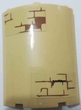 Lego Cylinder Quarter 4 x 4 x 6 with Brown Brick Wall Pattern on Upper Left and Lower Right Pattern (Stickers) - Set 75954