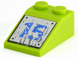 Lego Slope 33 3 x 2 with '15', Scratches and Splatter Pattern (Sticker) - Set 8190 / Lime