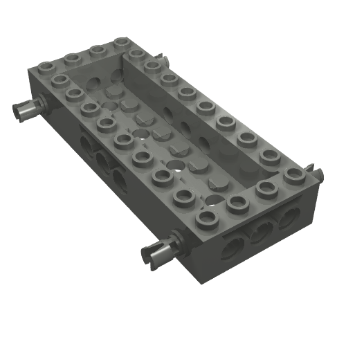 Lego Vehicle Base 4 x 10 x 1 1/3 with 8 x 2 Recessed Center [4 Pins / Technic Holes] / Dark Bluish Gray