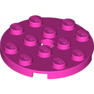 Lego Plate Round 4 x 4 with Pin Hole / Dark Pink
