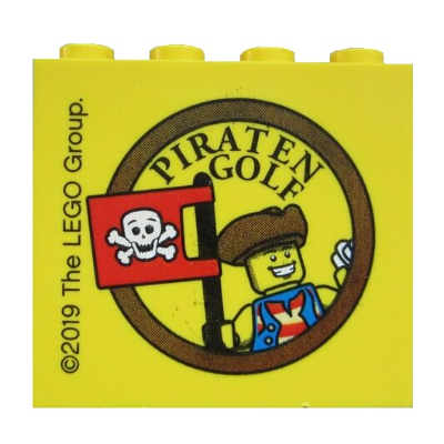 Lego Brick 2 x 4 x 3 with 'PIRATEN GOLF' Print