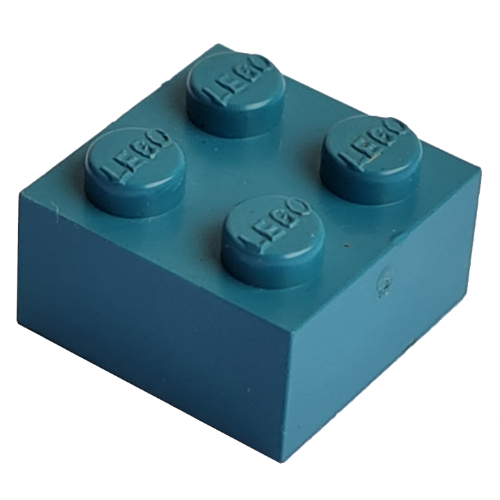 Lego Modulex Brick 2 x 2 with LEGO on Studs / Modulex Teal Blue