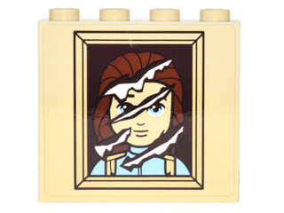 Lego Panel 1 x 4 x 3 with Side Supports - Hollow Studs with Beauty and the Beast Prince Portrait with Rips Pattern (Sticker) - Set 41067 / Tan