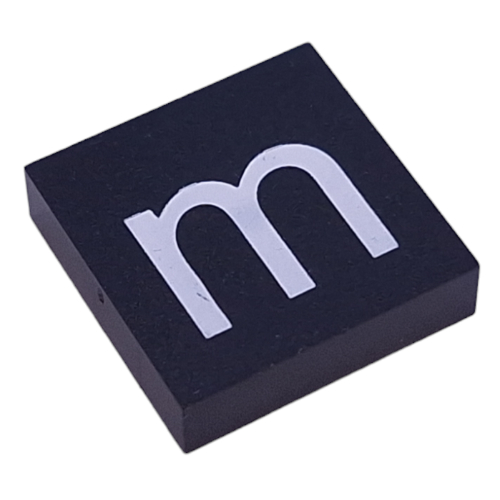 Lego Modulex Tile 4 x 4 with White 'm' Print / Modulex Tile Gray