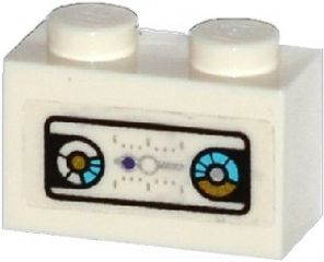 Lego Brick 1 x 2 with Gold and Medium Azure Gauges, Silver Graduated Scale and Dark Purple Dot Pattern (Sticker) - Set 70167
