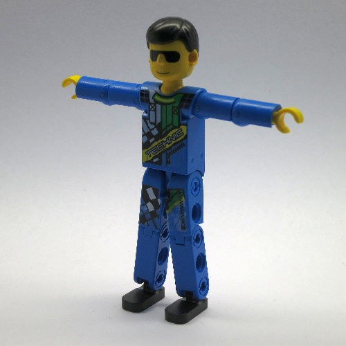 Lego Technic Figure Blue Legs, Blue Top with Technic Logo, Black Hair and Sunglasses / [No Color/Any Color]