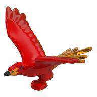 Lego Animal, Bird, Phenix with Open Wings with Trans-Orange Tail, Yellow Head, Black Beak print