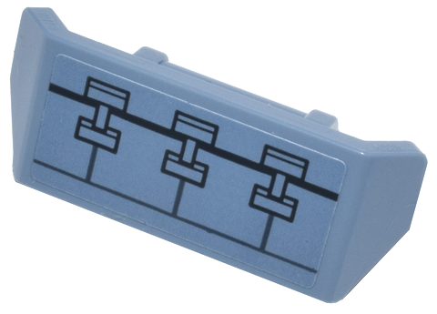 Lego Vehicle, Spoiler with Bar Handle with Black Outline Bolts on Sand Blue Background Pattern (Sticker) - Set 75314