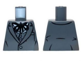 Lego Torso Jacket and Striped Vest with String Tie Pattern / Dark Bluish Gray
