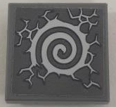 Lego Tile, Modified 2 x 2 Inverted with Light Bluish Gray Spiral and Cracks Pattern (Sticker) - Set 71722 / Dark Bluish Gray