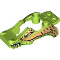 Lego Fairing, Fly Wheel, Crocodile Shape with Gold and White Crocodile Print / Lime